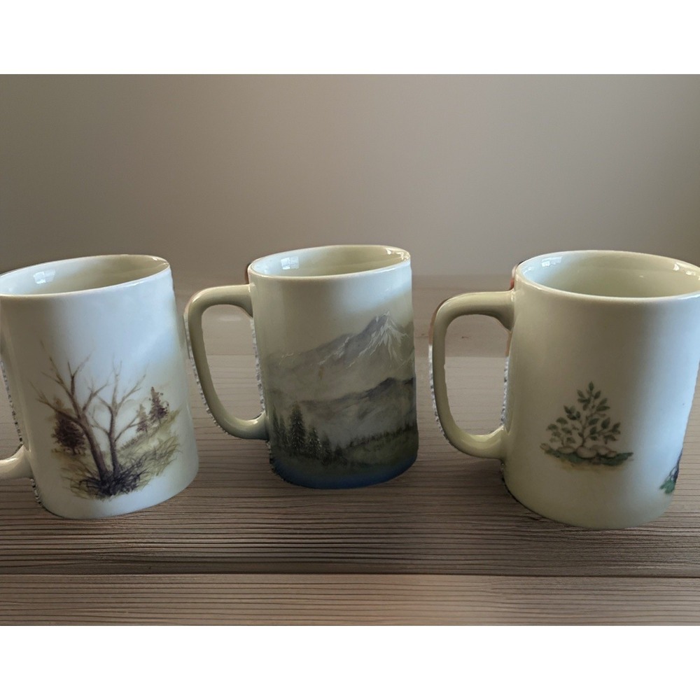 Otagiri Mugs Lot Of 3 Eagle Raccoon Natures Endangered Wildlife Japan Vintage - Picture 5 of 9